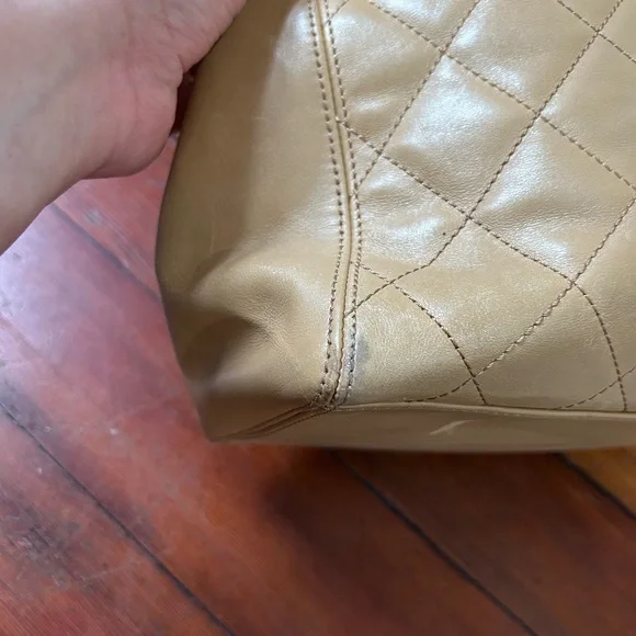 Chanel Beige Lambskin Leather Quilted Hand Bag(Damaged) - Picture 9 of 17
